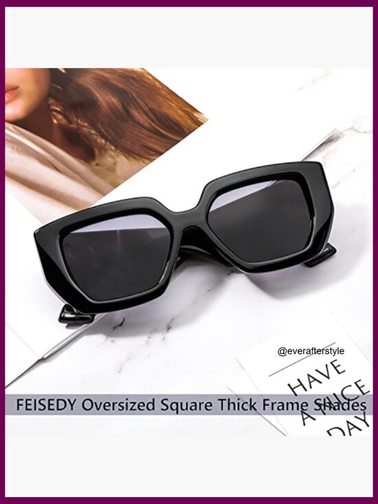 Oversized Square Sunglasses with Thick Frame, UV400 Protection main image 5